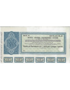 SOC. ANON. ROBINETTERIE RIUNITE - 5 AZIONI MILANO 1907