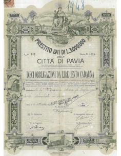 CITTA' DI PAVIA 10 OBBLIGAZIONI DA LIRE 100 CADAUNA 1924
