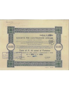 SOC. PER COSTRUZIONI URBANE 50 AZIONI ROMA 1940