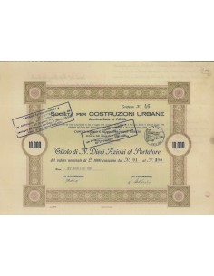 SOC. PER COSTRUZIONI URBANE 10 AZIONI ROMA 1934