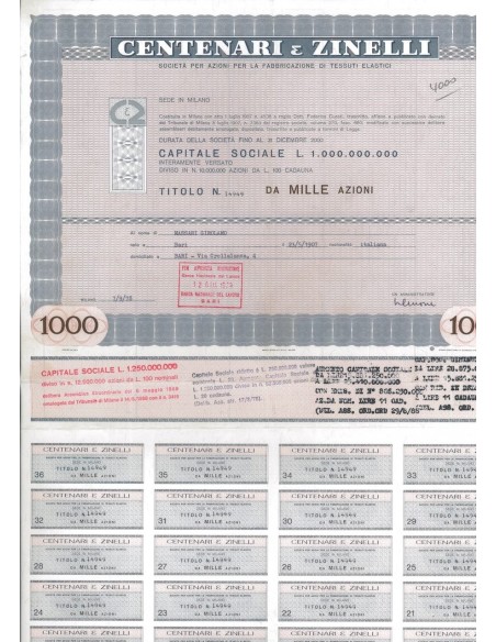 CENTENARI E ZINELLI - 1000 AZIONI MILANO 1978