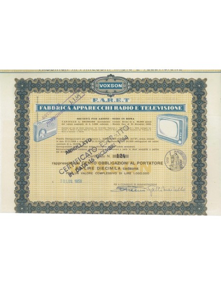 F.A.R.E.T. - 100 OBBLIGAZIONI - ROMA 1958