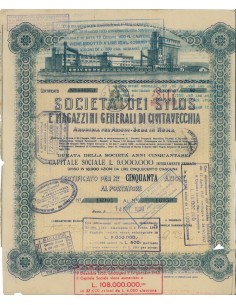SOC. DEI SYLOS E MAGAZZINI GENERALI - 50 AZIONI ROMA 1929