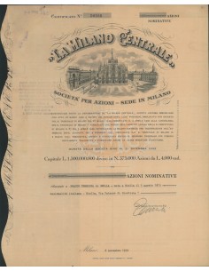 LA MILANO CENTRALE S.P.A. 500 AZIONI MILANO 1979