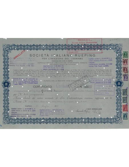 SOC. ITALIANA RUEPING - 500 AZIONI NAPOLI 1948