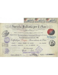 SOC. ITALIANA PER IL GAS - 5 AZIONI TORINO 1952