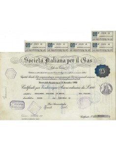 SOC. ITALIANA PER IL GAS - 25 AZIONI TORINO 1952