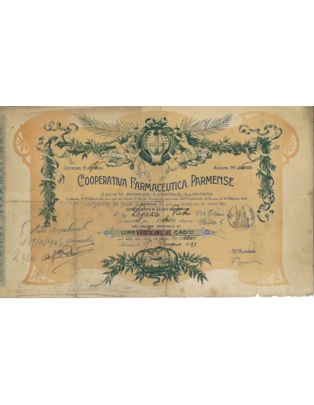COOP. FARMACEUTICA PARMENSE - 6 AZIONI PARMA 1933