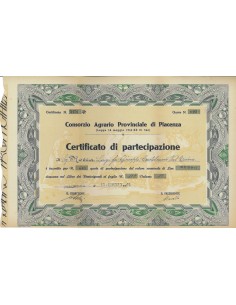 CONS. AGRARIO PROVINCIALE DI PIACENZA - UNA PARTACIP. - 1945
