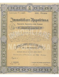 IMMOBILIARE NAPOLETANA 10 AZIONI NAPOLI 1910