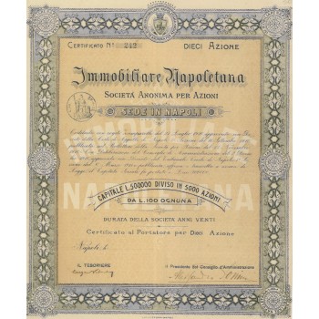 IMMOBILIARE NAPOLETANA 10 AZIONI NAPOLI 1910