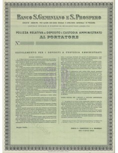 BANCO S. GEMINIANO E S. PROSPERO - POLIZZA MODENA 1943