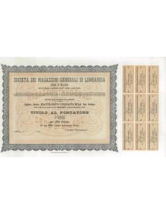 SOC. DEI MAGAZZINI GEN. DI LOMBARDIA -1 AZIONE MILANO 1890