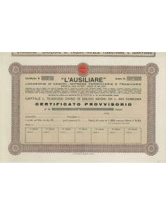 L'AUSILIARE CERTIFICATO PROVVISORIO DI AZIONI MILANO 1899