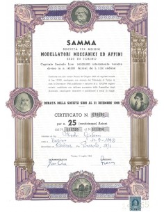 SAMMA MODELLATORI MECCANICI ED AFFINI 25 AZIONI TORINO 1965