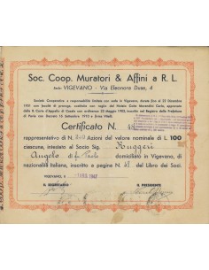 SOC. COOP. MURATORI E AFFINI A R.L. - 250 AZIONI VIGEVANO 1947
