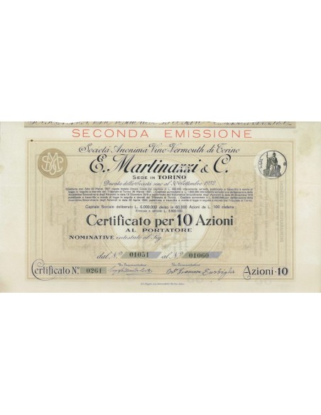 E. MARTINAZZI E C. - 10 AZIONI TORINO 1907