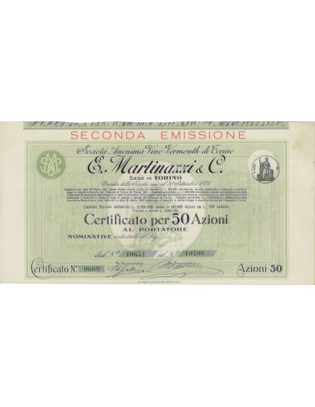 E. MARTINAZZI E C. - 50 AZIONI TORINO 1907