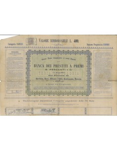 BANCA DEI PRESTITI A PREMI B. PESCANTI E C. OBBLIGAZ. 1866