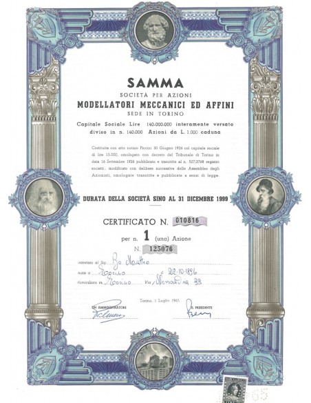 SAMMA MODELLATORI MECCANICI ED AFFINI 1 AZIONE TORINO 1965