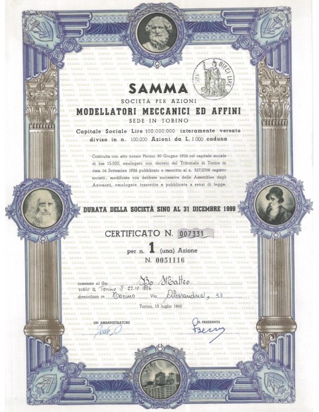 SAMMA MODELLATORI MECCANICI ED AFFINI 1 AZIONE TORINO 1962
