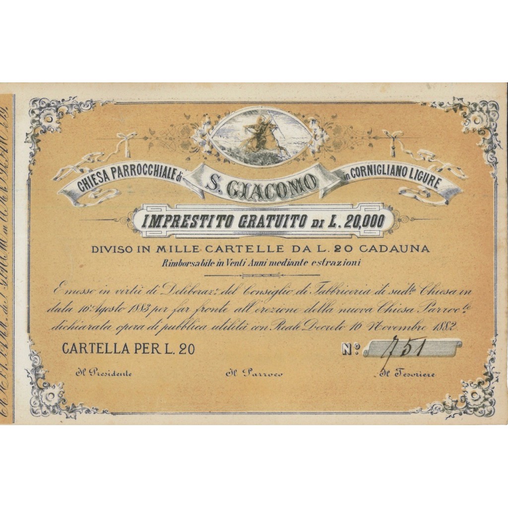 CHIESA PARROCCHIALE S. GIACOMO - UNA CARTELLA - 1882