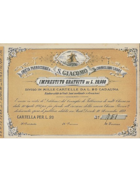 CHIESA PARROCCHIALE S. GIACOMO - UNA CARTELLA - 1882