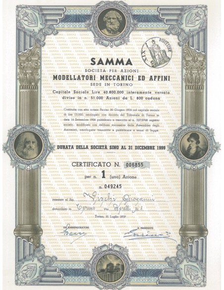 SAMMA MODELLATORI MECCANICI ED AFFINI 1 AZIONE TORINO 1959