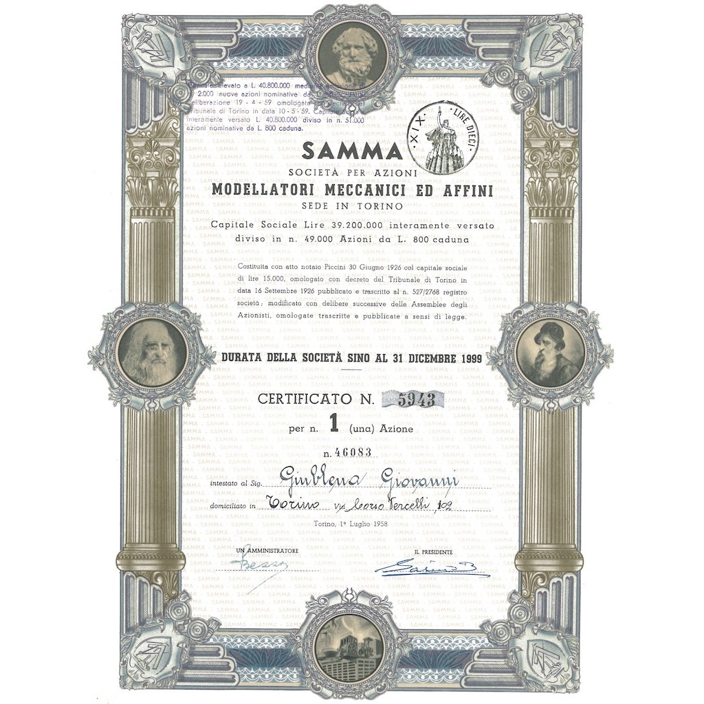 SAMMA MODELLATORI MECCANICI ED AFFINI 1 AZIONE TORINO 1958