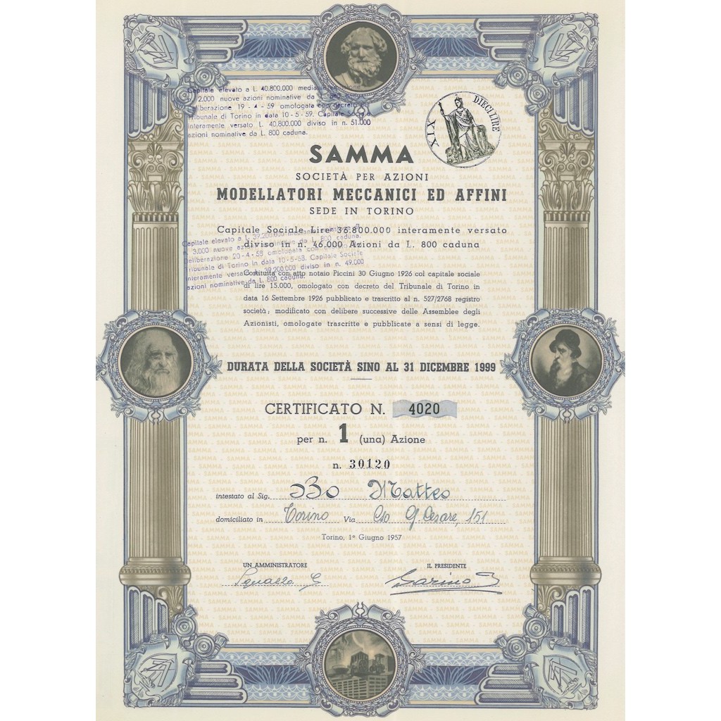 SAMMA MODELLATORI MECCANICI ED AFFINI 1 AZIONE TORINO 1957