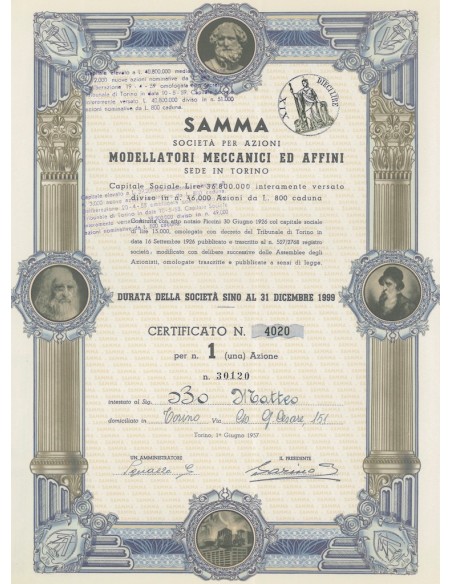 SAMMA MODELLATORI MECCANICI ED AFFINI 1 AZIONE TORINO 1957