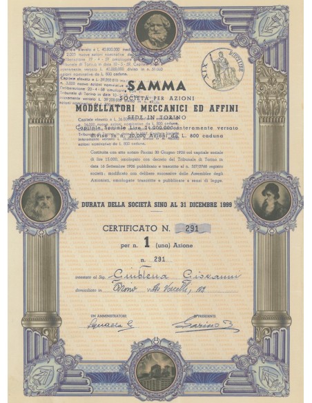 SAMMA MODELLATORI MECCANICI ED AFFINI 1 AZIONE TORINO 1926