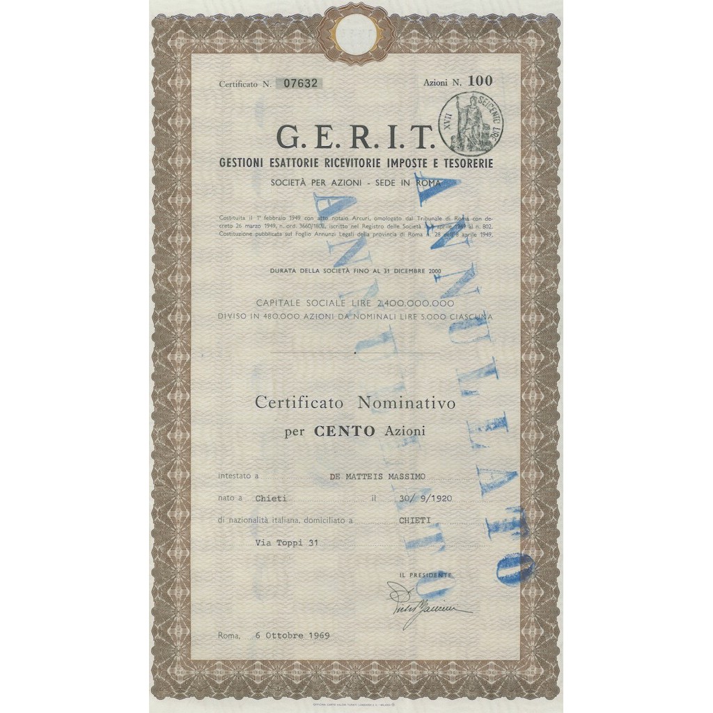 G.E.R.I.T. 100 AZIONI ROMA 1969