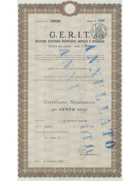 G.E.R.I.T. 100 AZIONI ROMA 1969