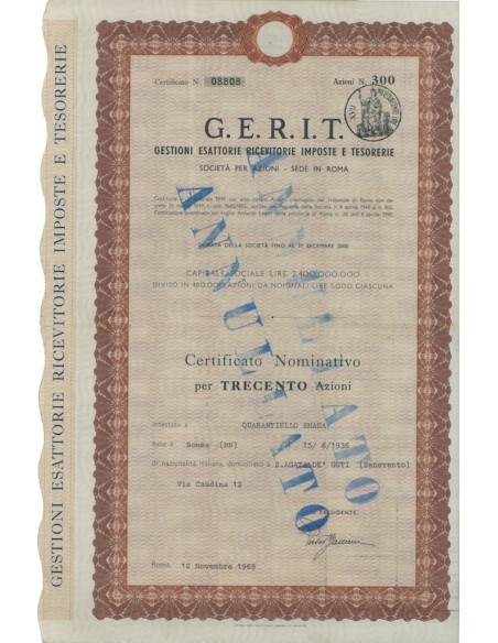 G.E.R.I.T. 300 AZIONI ROMA 1969