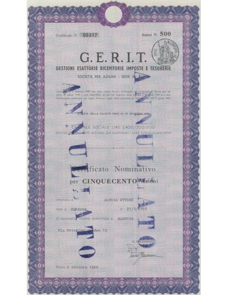 G.E.R.I.T. 500 AZIONI ROMA 1969