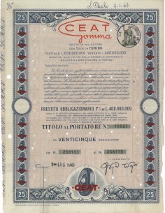 CEAT GOMMA 25 OBBLIGAZIONI TORINO 1949