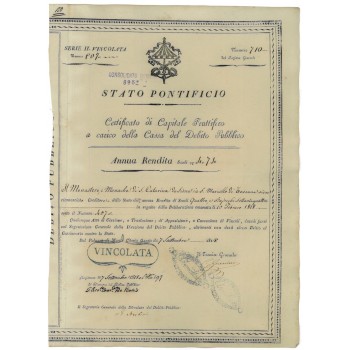 STATO PONTIFICIO - CERT. FRUTTIFERO - SERIE II VINCOLATA - 1818