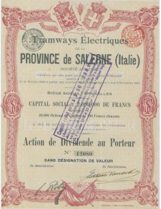 TRAMWAYS ELECTRIQUES DE LA PROVINCE DE SALERNE 1 ACTION 1906