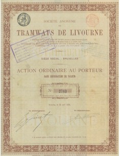 SOC. ANON. TRAMWAYS DE LIVOURNE 1 ACTION 1885