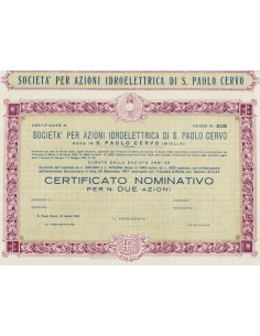 SOC. IDROELETTRICA DI S. PAOLO CERVO SOC. ANONIMA - BIELLA 1948