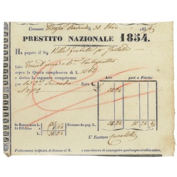 PAGAMENTO LIRE 31,24 PRESTITO NAZIONALE - 1853