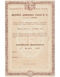 SOCIETA` ANONIMA VALLE & C - 10 AZIONI 1933
