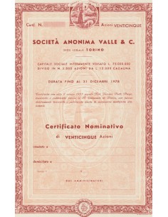 SOCIETA` ANONIMA VALLE & C - 25 AZIONI 1933