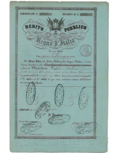 CERTIFICATO DI RENDITA DI LIRE 165 - FIRENZE 1862