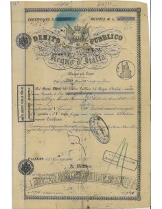 CERTIFICATO DI RENDITA - DEB. PUBBLICO REGNO D'ITALIA PALERMO 1866