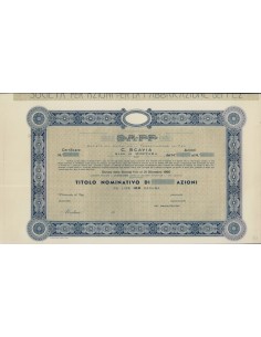 SOC. FABBRICAZIONE DEI FEZ C. SCAVIA TITOLO DI AZIONI MORTARA 1920