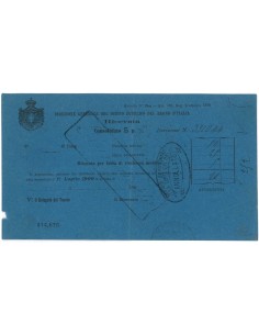 RICEVUTA CONSOLIDATA 5% - DEB. PUBBLICO REGNO D'ITALIA - 1870