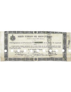 DEB. PUBBLICO REGNO D'ITALIA - OBBLIGAZIONE 500 LIRE - 1866