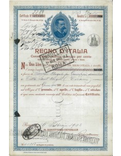 CERTIFICATO CONSOLIDATO 4,5% - DEB. PUBBLICO REGNO D'ITALIA ROMA 1902